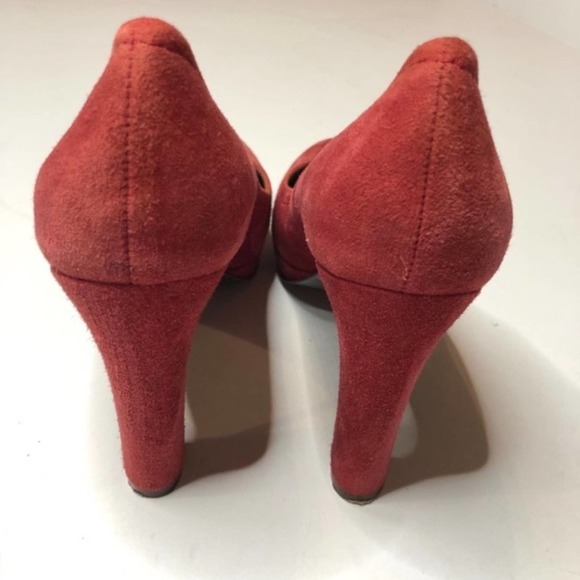 J. CREW Matte Muted Red Suede Leather Platform Heel Round Toe 8 Career Cocktail - Picture 5 of 8